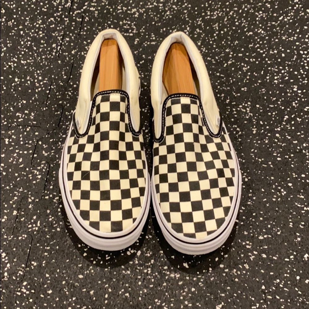 Vans checked slip ons